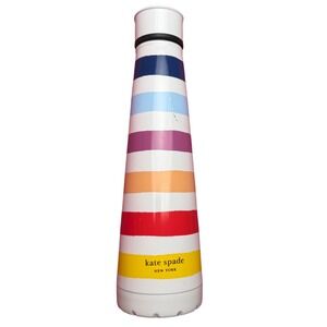 Kate Spade Water Bottle Rainbow Stripe Insulated Stainless Steel Preppy White OS